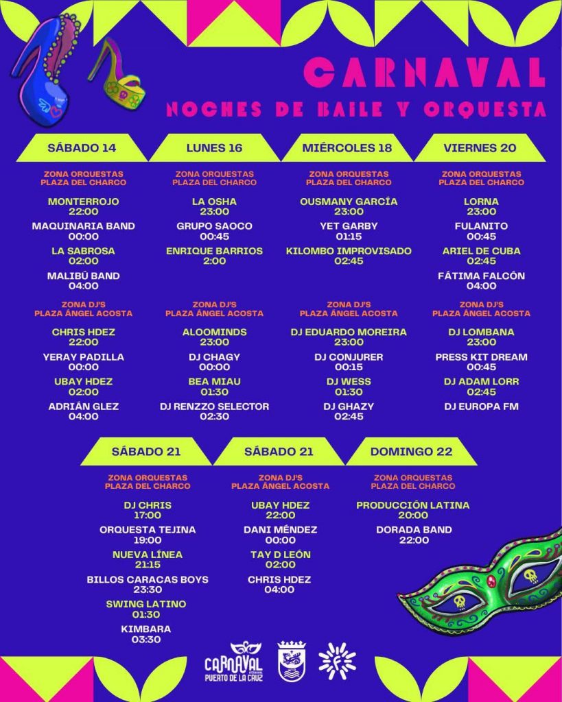 Musica dal Vivo & DJ al CARNIVAL DI PUERTO DE LA CRUZ 2026