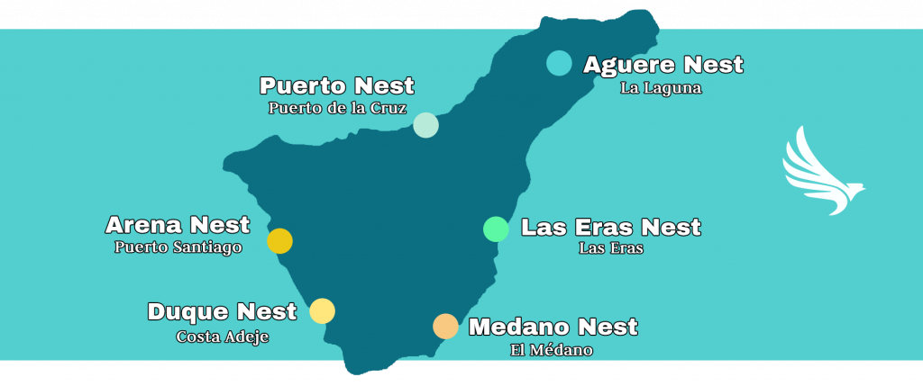 Mapa de los hostales Nest a Tenerife